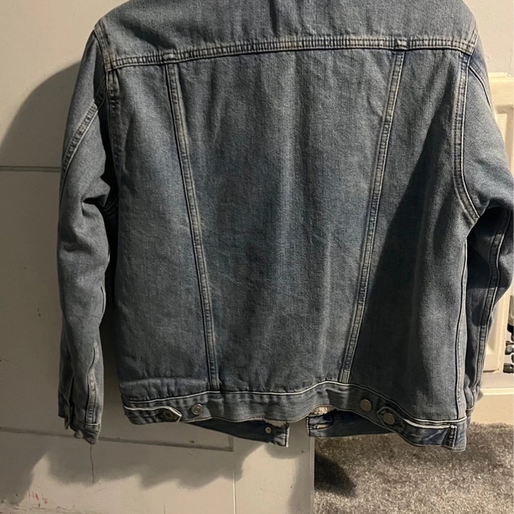 Topshop denim jacket with white fur lining